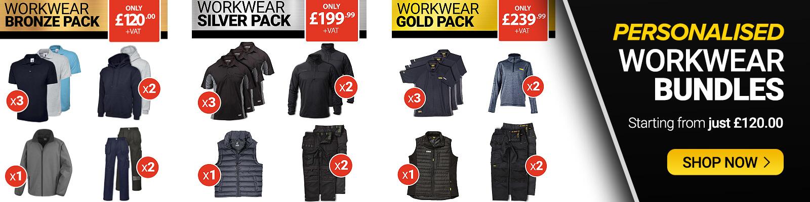Discounted Workwear Bundles - Printed or Embroidered Logos Included in Price