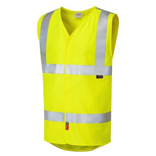 Leo Clifton ISO 20471 Class 2 LFS Anti-Static Waistcoat Yellow