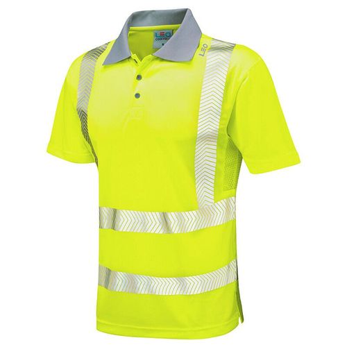 Leo Woolacombe ISO 20471 Class 2 Coolviz Plus Polo Shirt Yellow