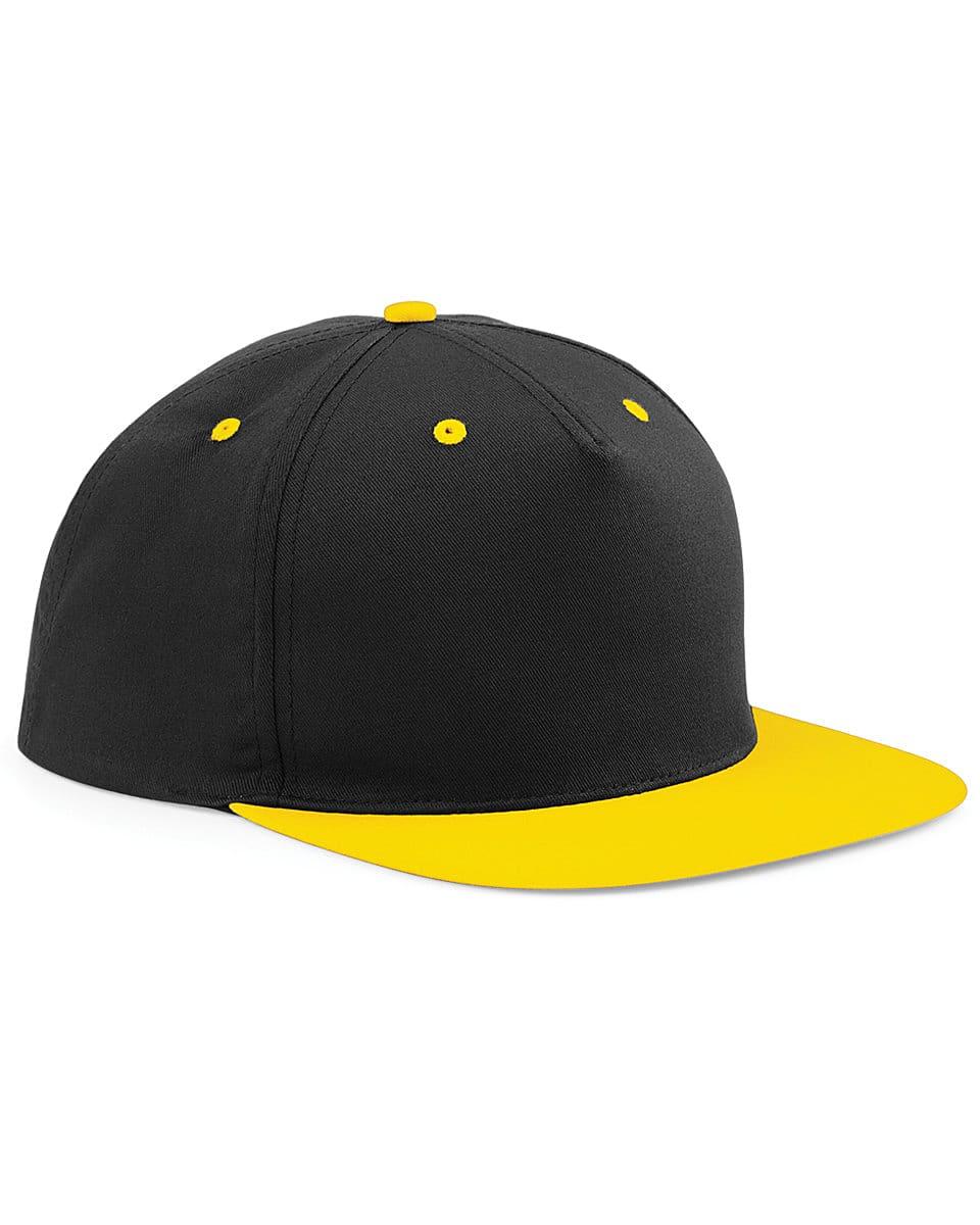 Beechfield 5 Panel Contrast Snapback Cap in Black / Yellow (Product Code: B610C)