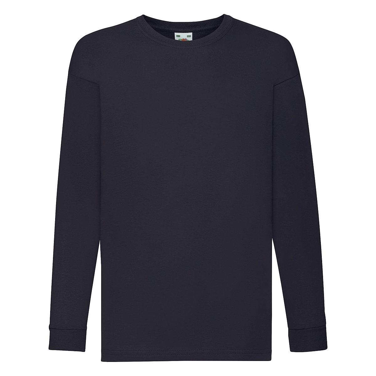 Fruit Of The Loom Childrens Valuweight Long-Sleeve T-Shirt in Deep Navy (Product Code: 61007)
