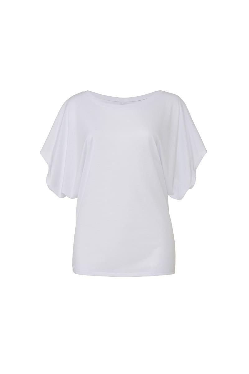 Bella Womens Flowy Draped Dolman T-Shirt in White (Product Code: BE8821)