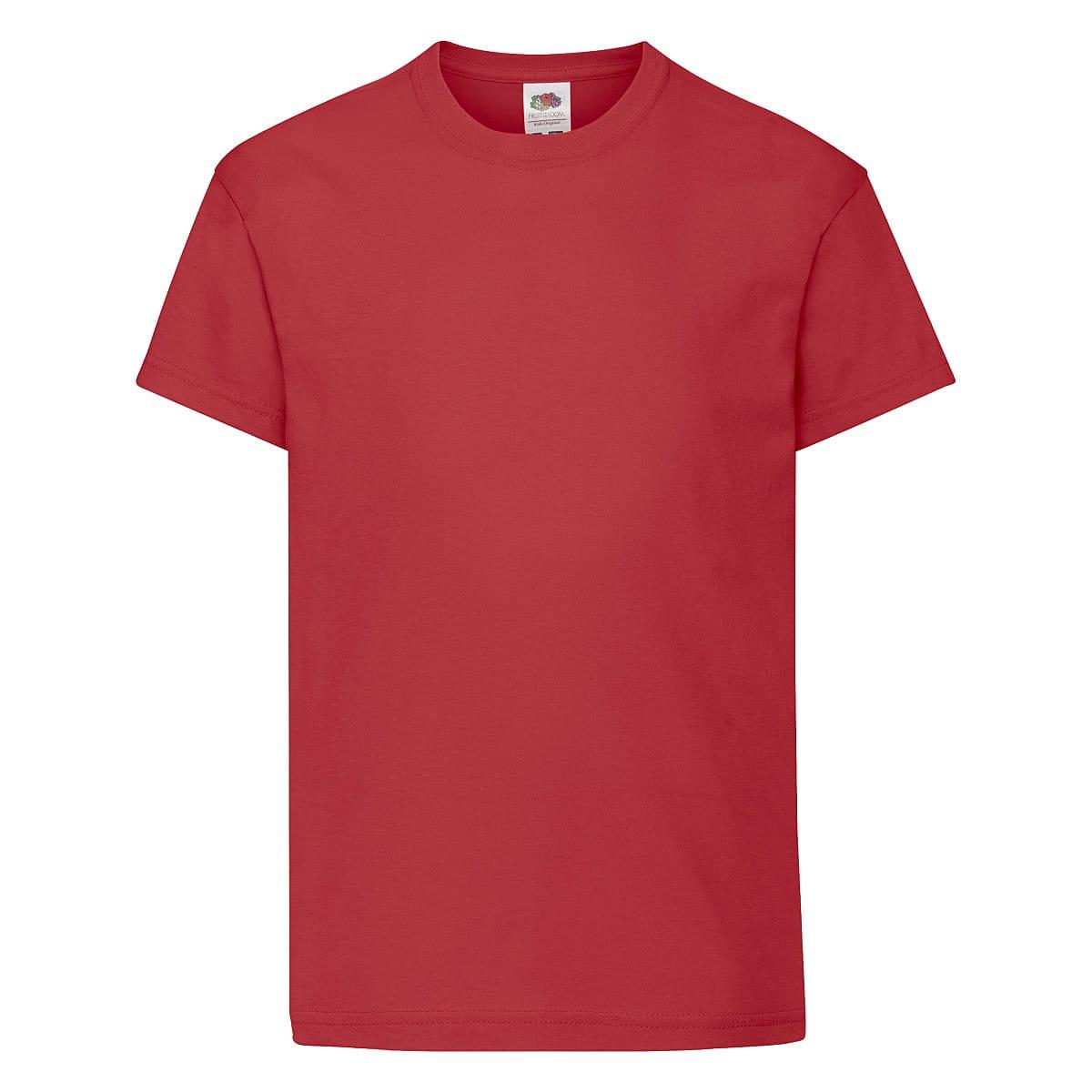 Fruit Of The Loom Kids Original T-Shirt in Red (Product Code: 61019)