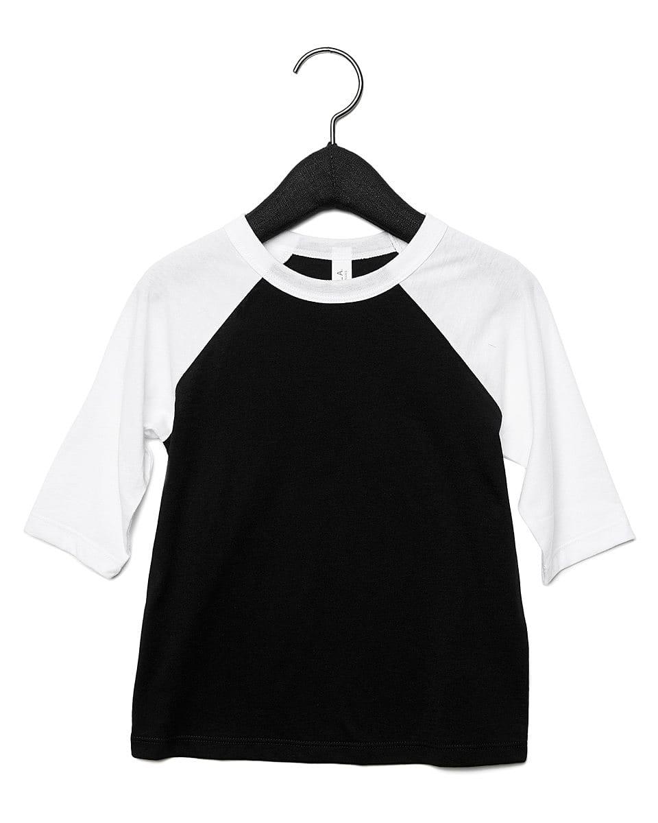 Bella Canvas Toddler 3/4 Baseball T-Shirt in Black / White (Product Code: CA3200T)