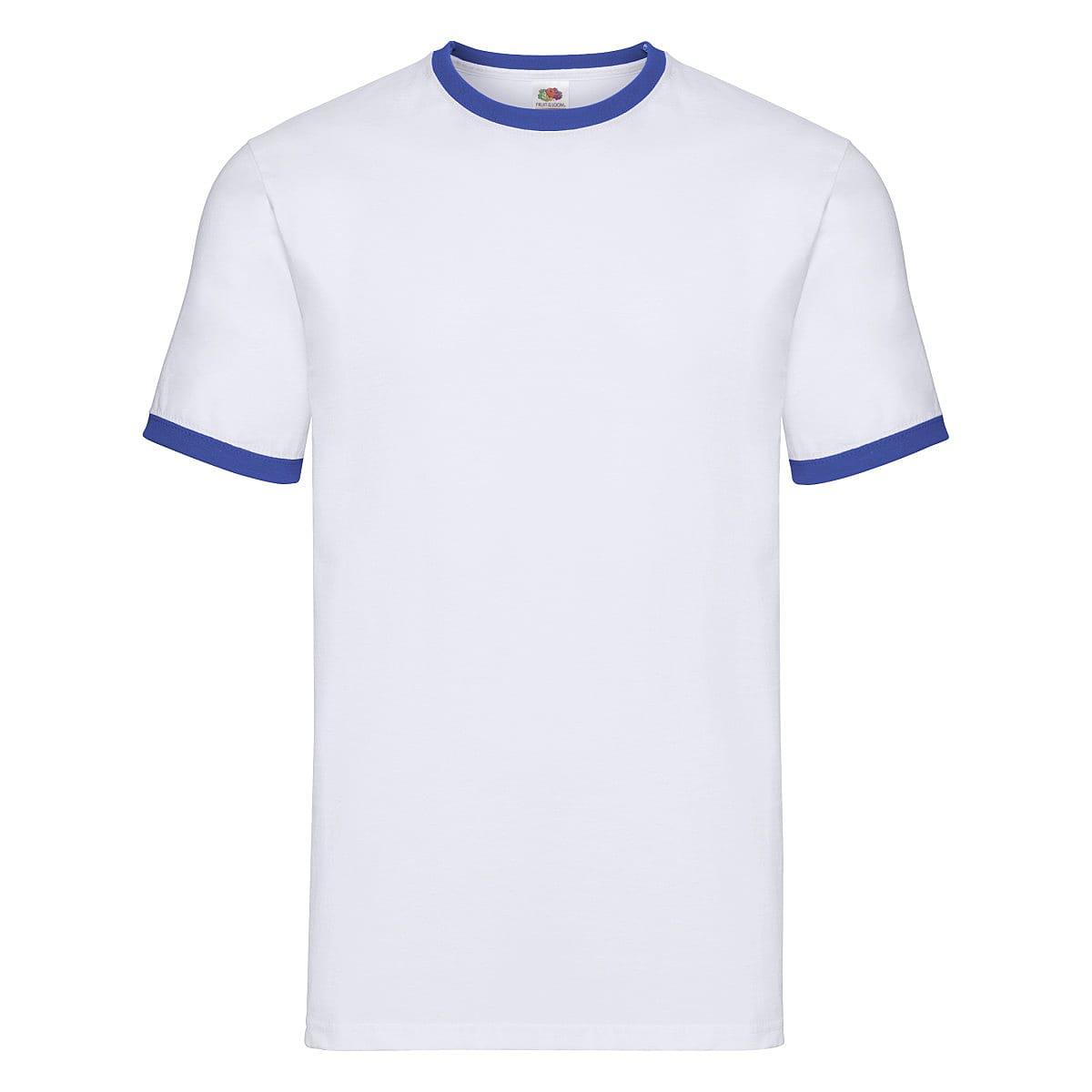 Fruit Of The Loom Ringer T-Shirt in White / Royal Blue (Product Code: 61168)