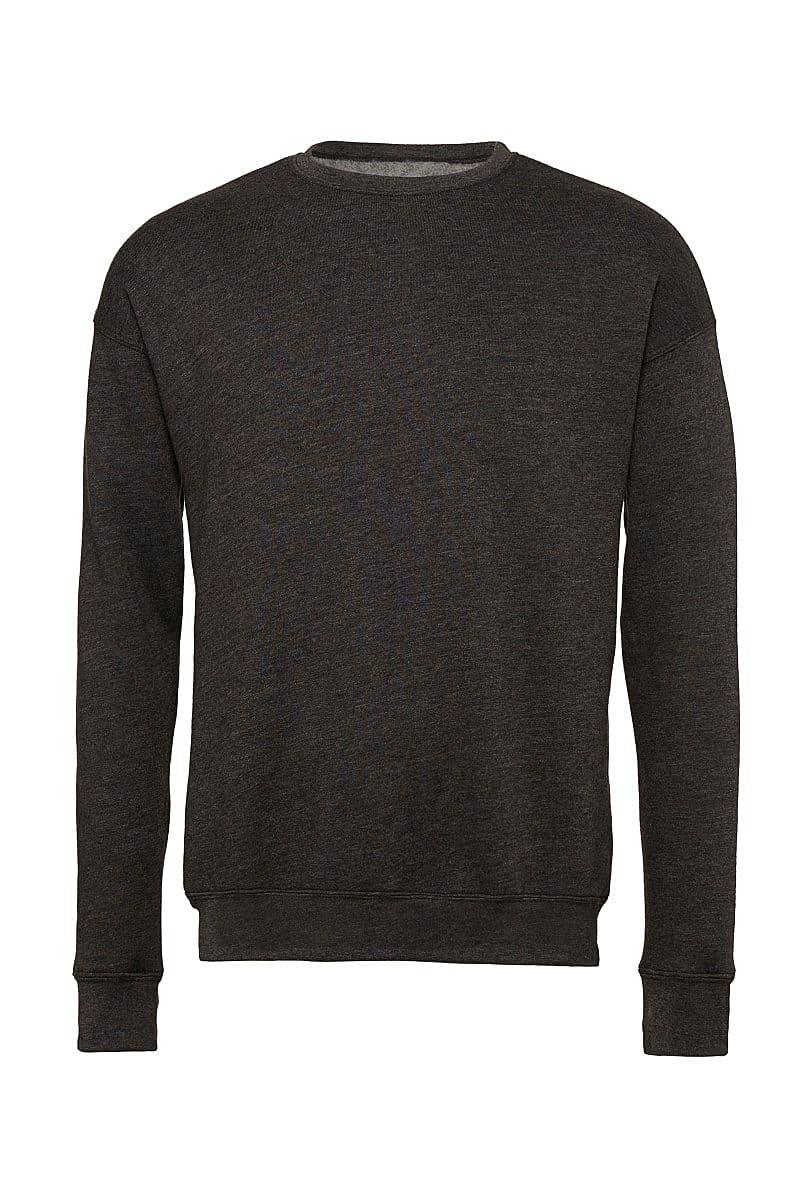 Bella Unisex Drop Shoulder Fleece Sweater in Dark Grey Heather (Product Code: CA3945)