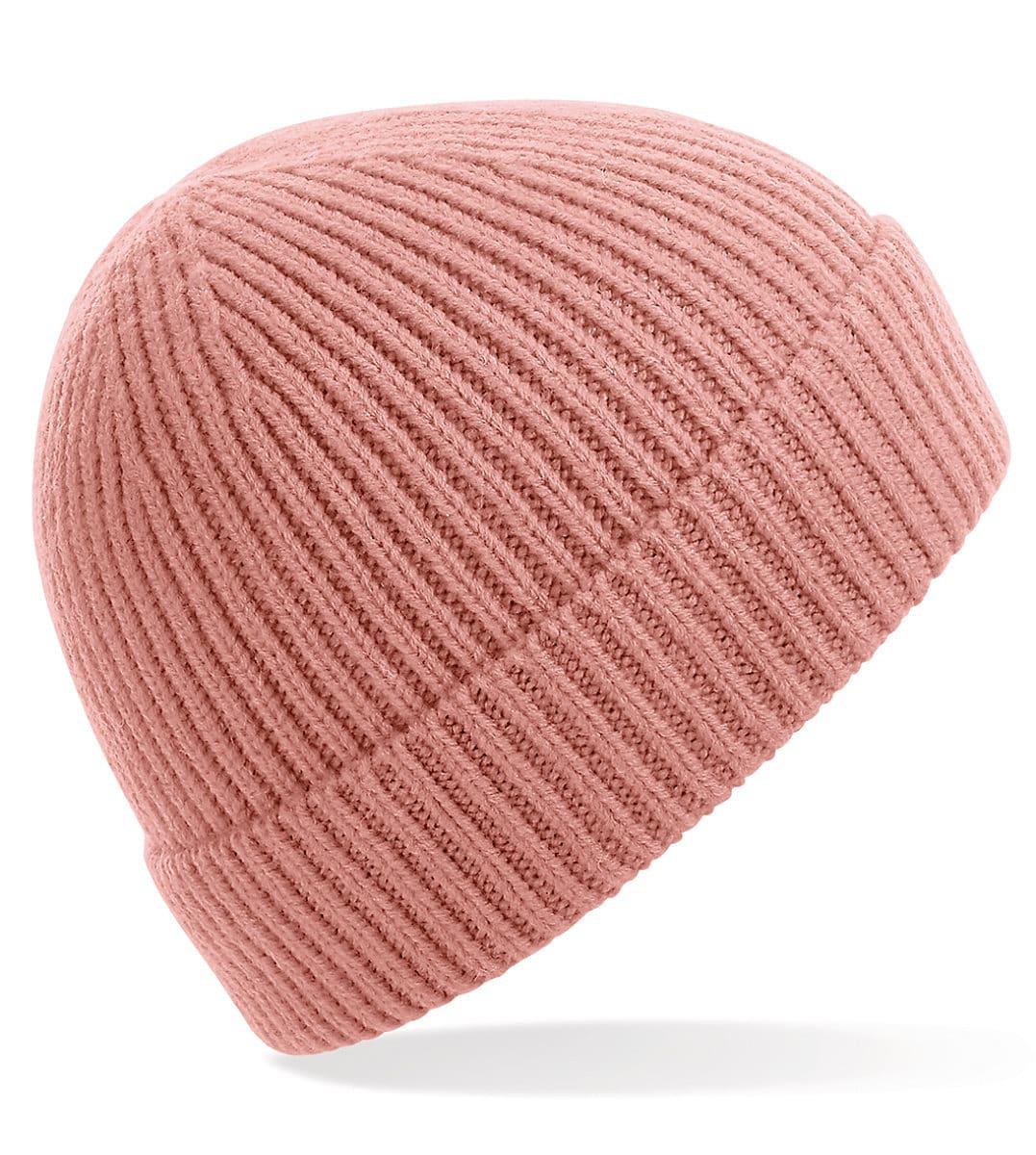 Beechfield Engineered Knit Ribbed Beanie Hat in Blush (Product Code: B380)