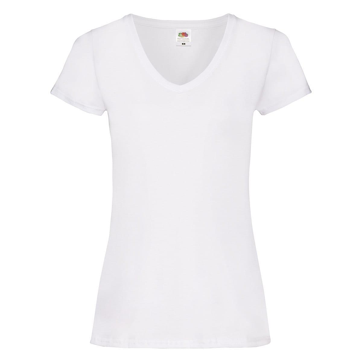 Fruit Of The Loom Lady-Fit Valueweight V-Neck T-Shirt in White (Product Code: 61398)