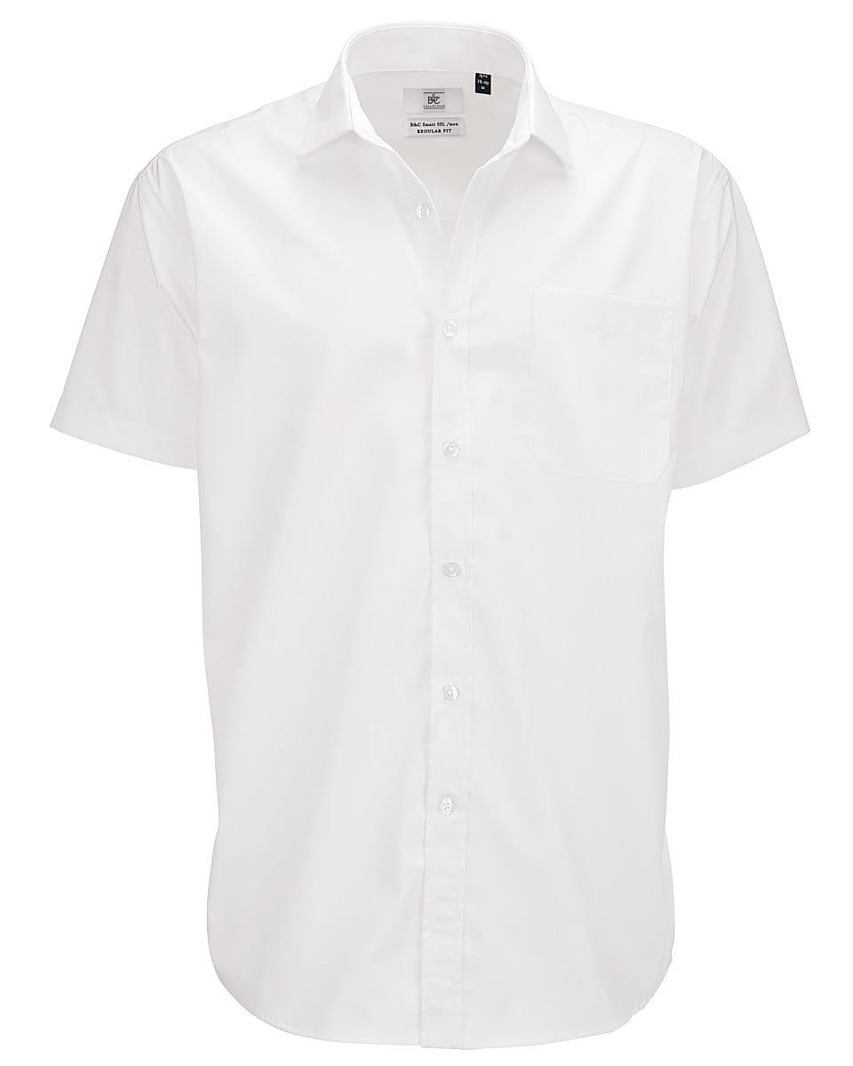 B&C Mens Smart Short-Sleeve Shirt in White (Product Code: SMP62)