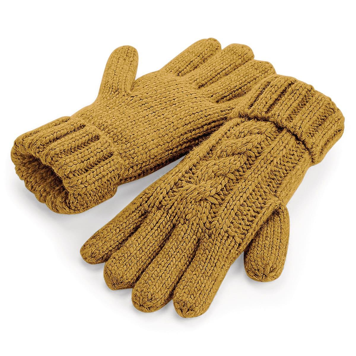 Beechfield Cable Knit Melange Gloves in Mustard (Product Code: B497)