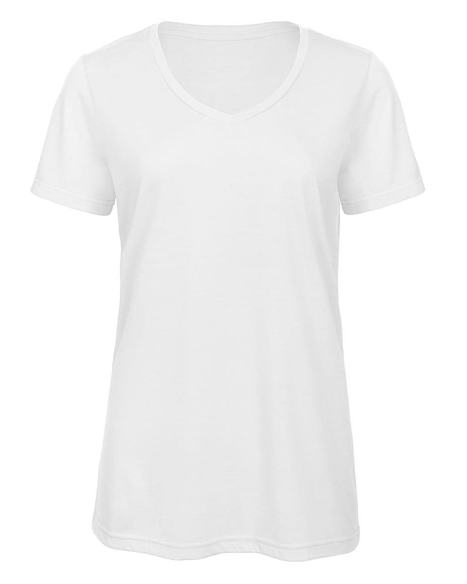 B&C Womens Inspire Triblend V-Neck T-Shirt in White (Product Code: TW058)