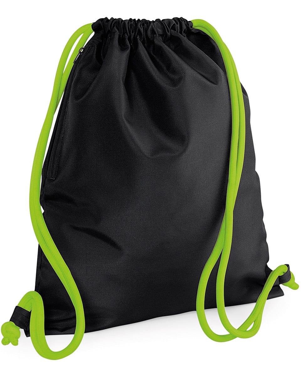 Bagbase Icon Drawstring Backpack in Black / Lime Green (Product Code: BG110)