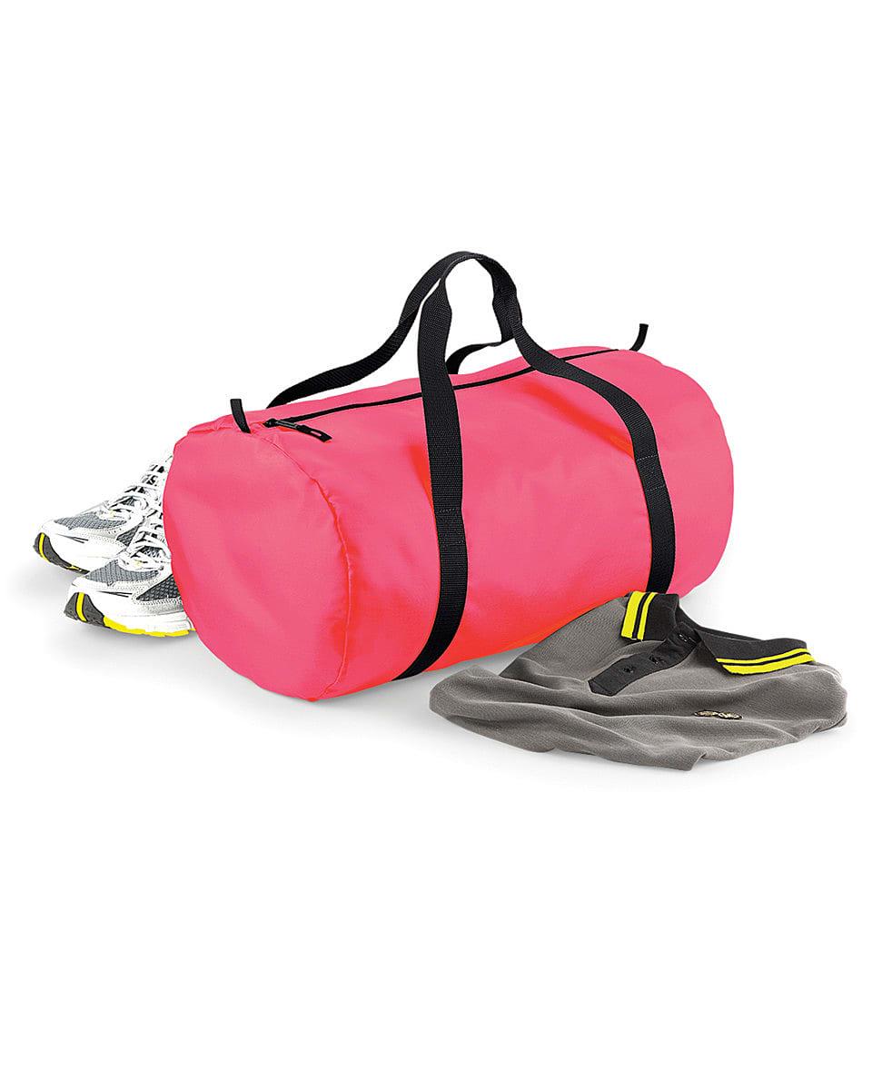 Bagbase Packaway Barrel Bag in Fluorescent Pink / Black (Product Code: BG150)