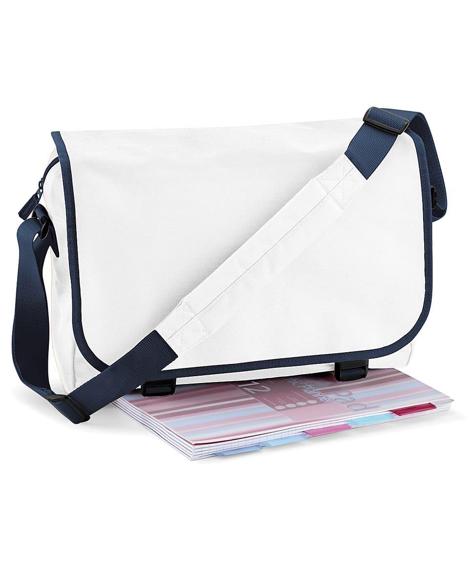 Bagbase Messenger Bag in White / French Navy (Product Code: BG21)