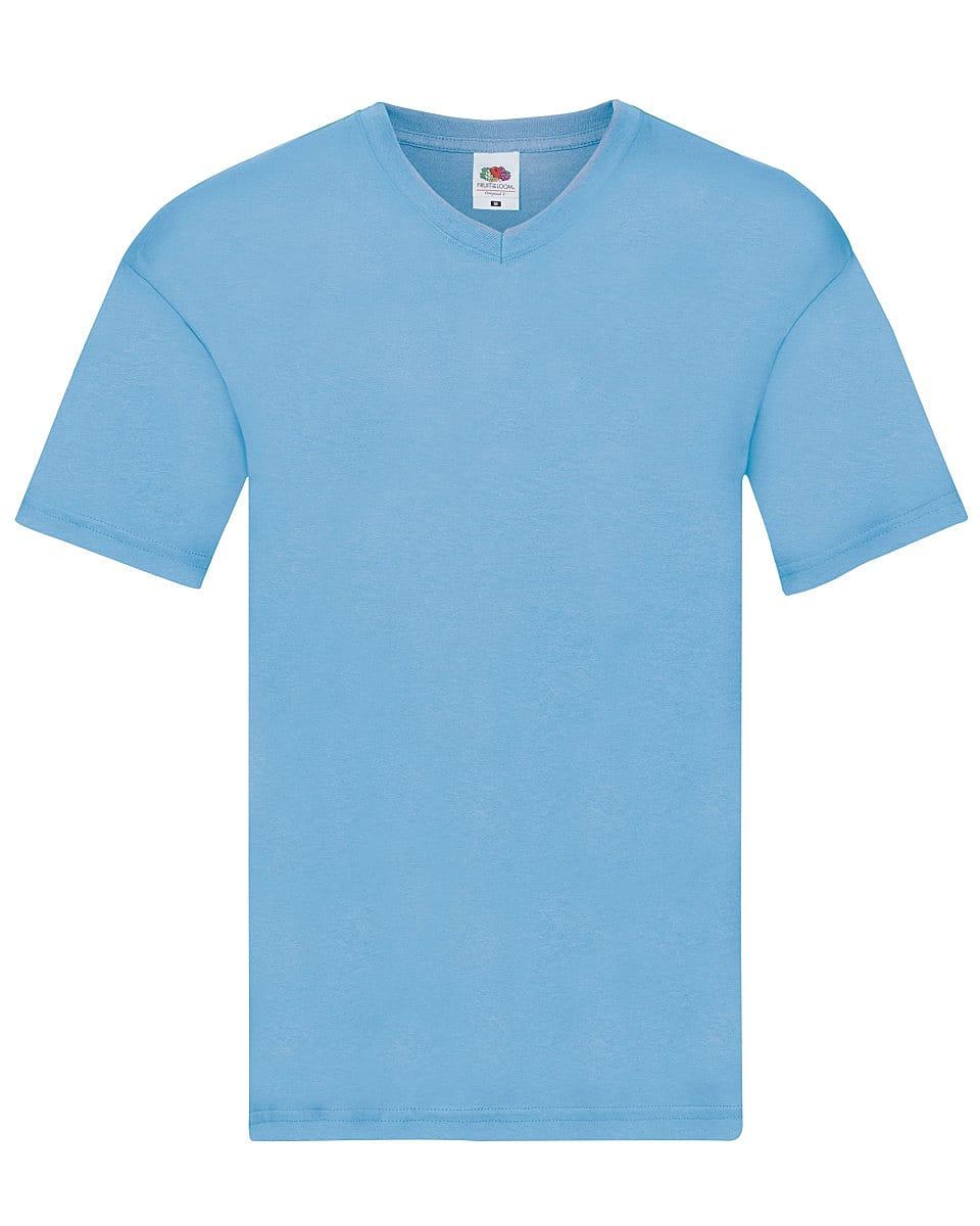 Fruit Of The Loom Mens Original V-Neck T-Shirt in Sky Blue (Product Code: 61426)