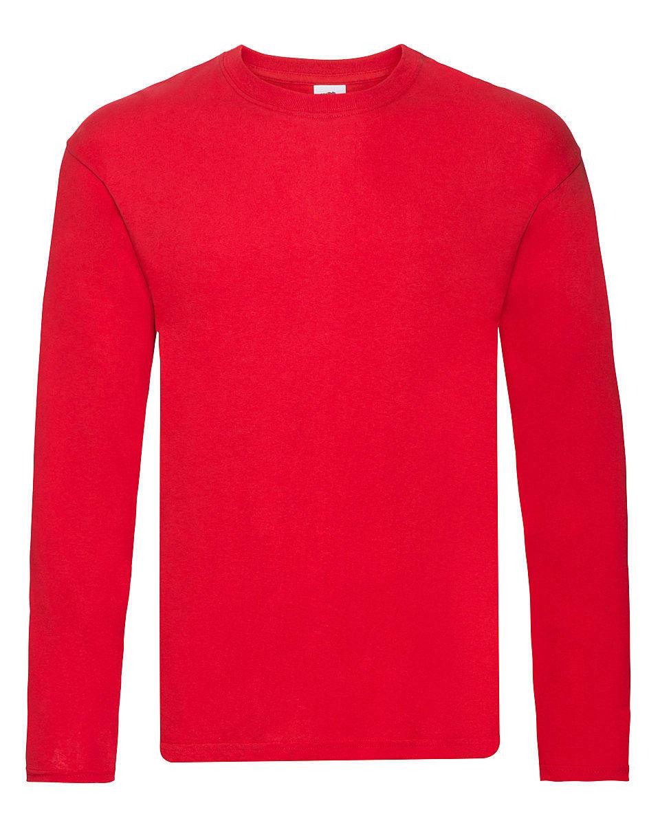 Fruit Of The Loom Mens Original Long-Sleeve T-Shirt in Red (Product Code: 61428)