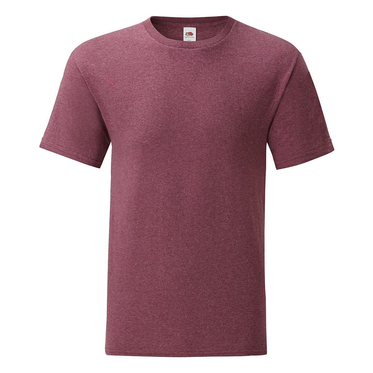 Fruit Of The Loom Mens Iconic T-Shirt in Heather Burgundy (Product Code: 61430)