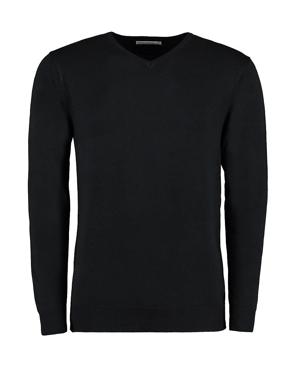 Kustom Kit Mens Arundel Long-Sleeve V-Neck Sweater in Black (Product Code: KK352)