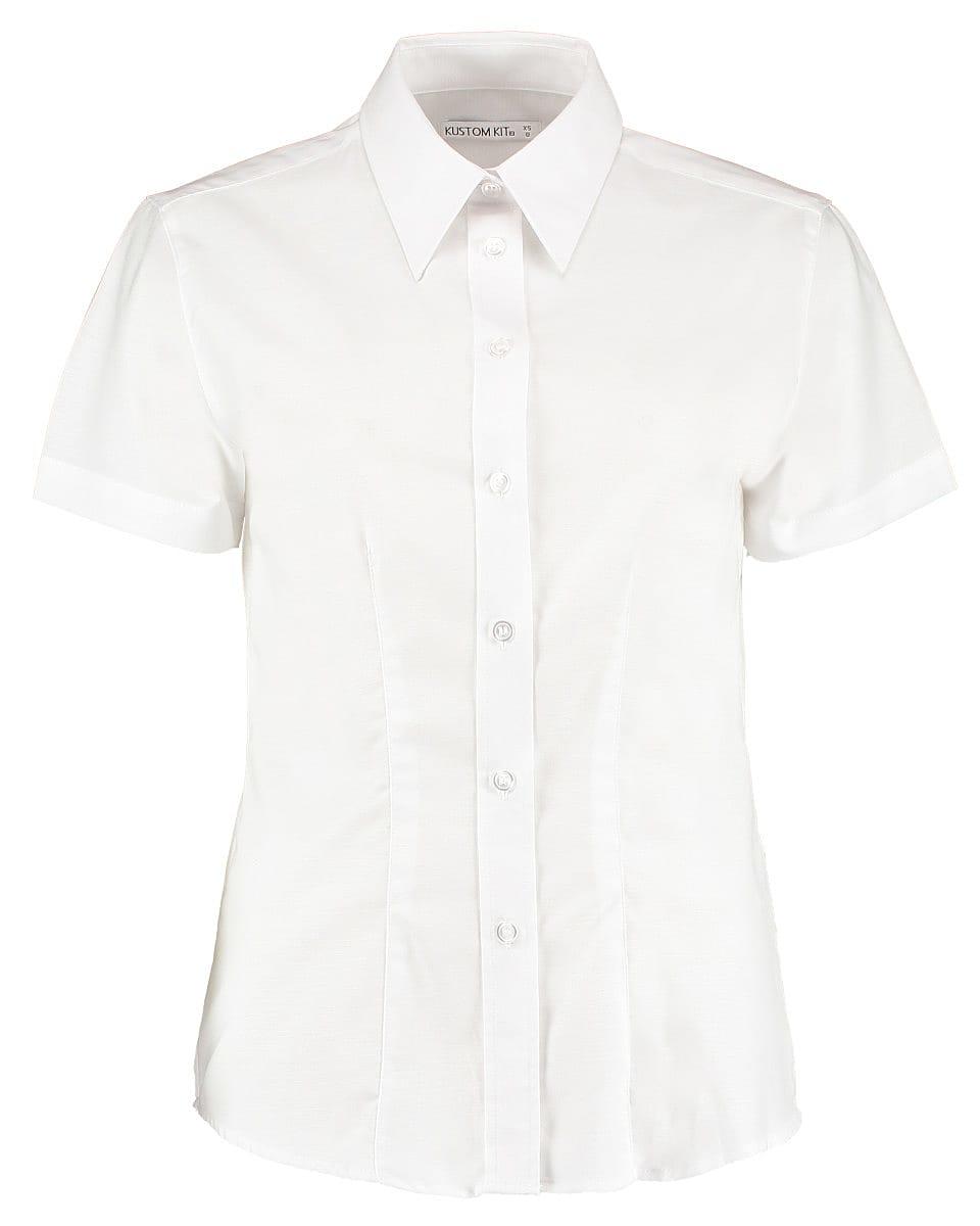 Kustom Kit Womens Workwear Oxford Short-Sleeve Shirt in White (Product Code: KK360)