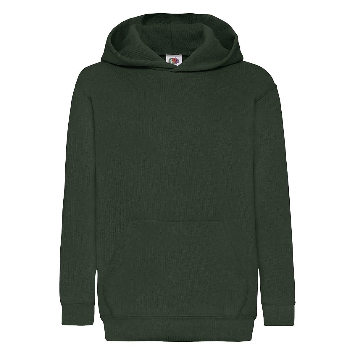 Fruit Of The Loom Childrens Hoodie in Bottle Green (Product Code: 62043)