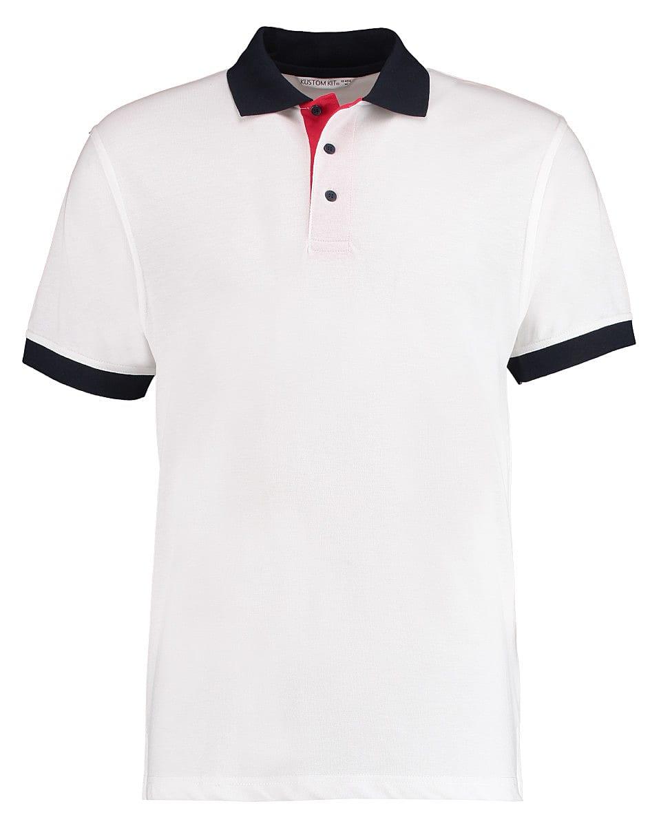 Kustom Kit Contrast Polo Shirt in White / Navy / Red (Product Code: KK404)
