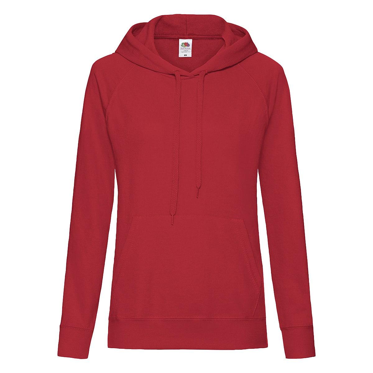 Fruit Of The Loom Lady-Fit Lightweight Hoodie in Red (Product Code: 62148)