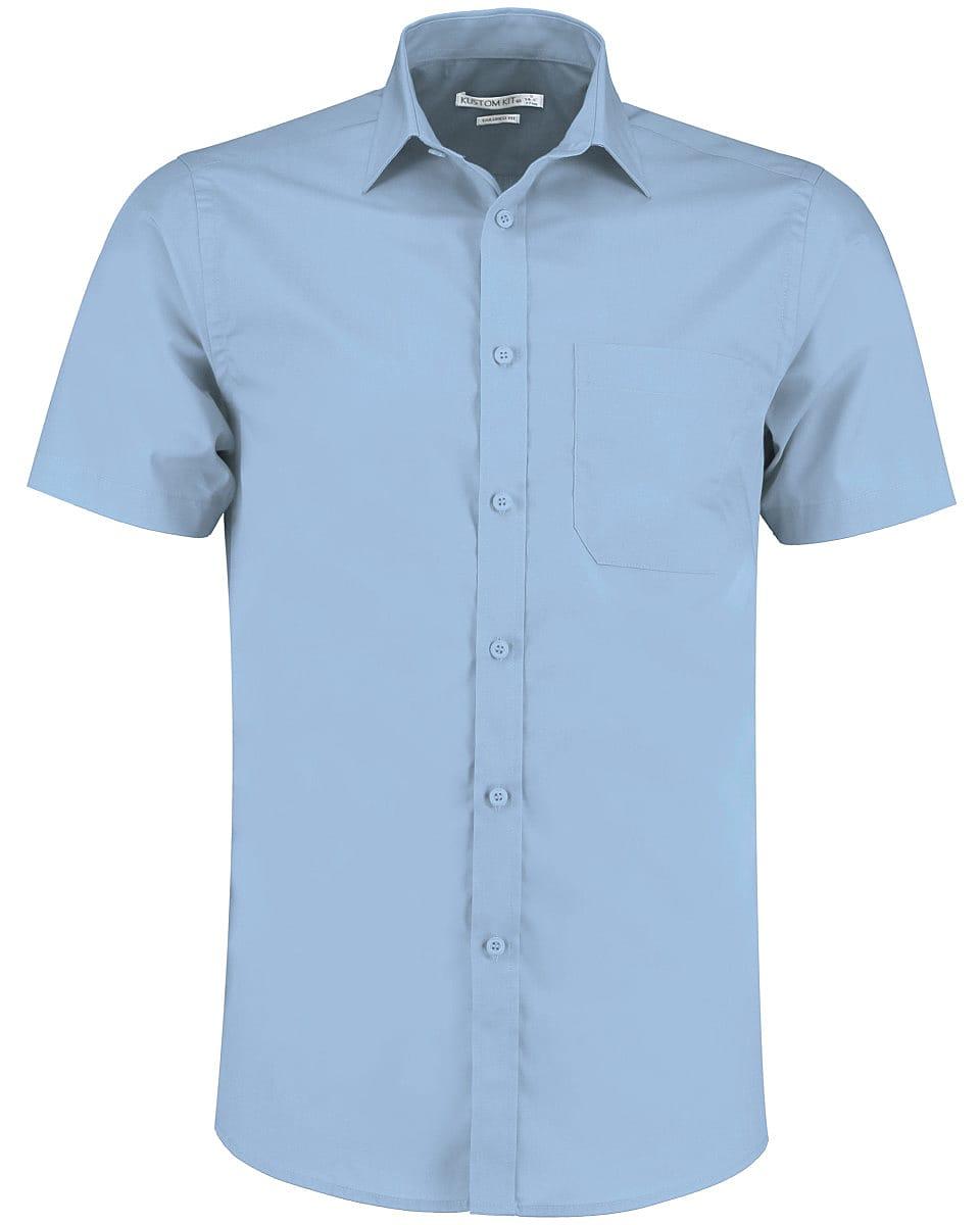 Kustom Kit Mens Short-Sleeve Poplin Shirt in Light Blue (Product Code: KK141)