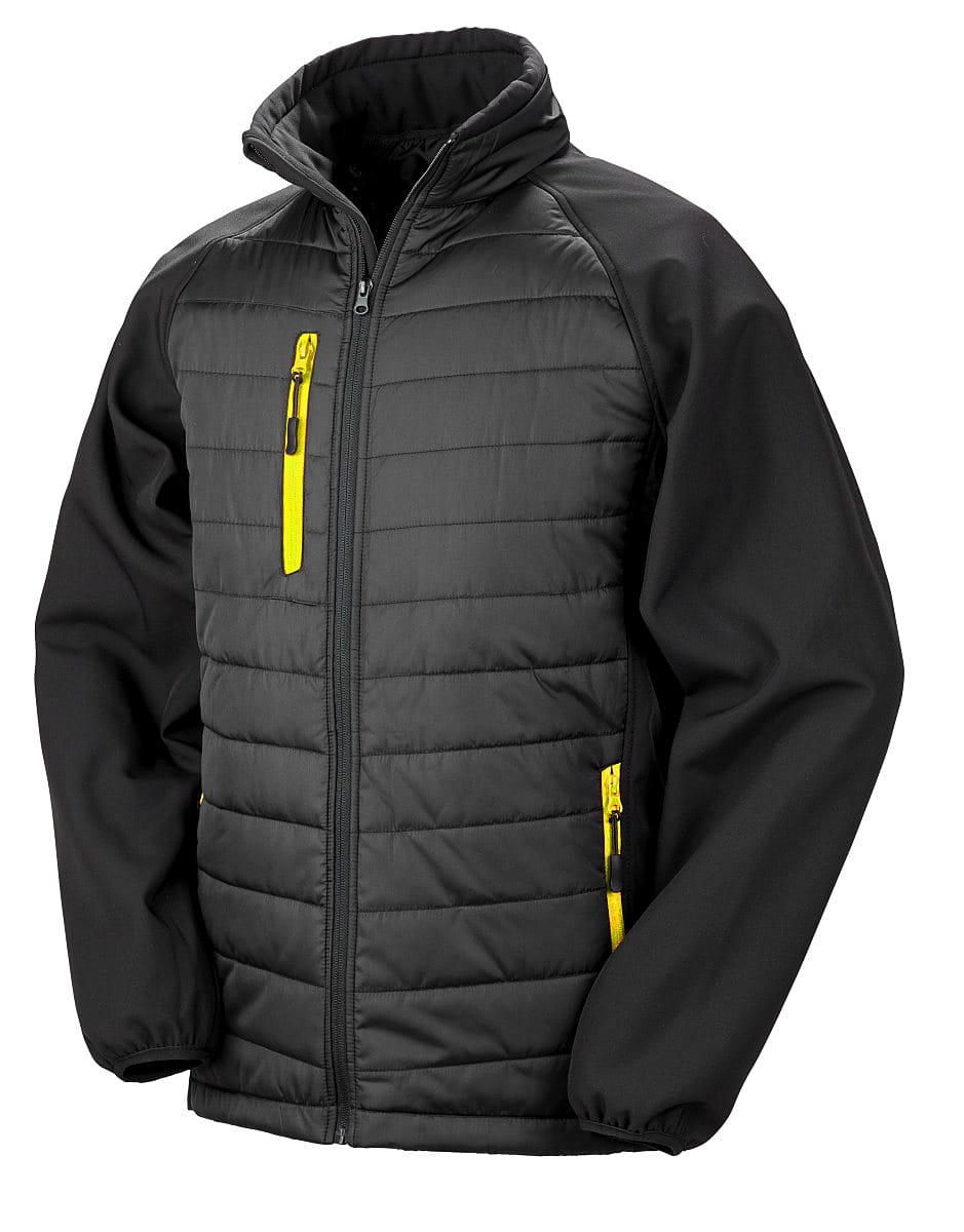 Result Black Compass Softshell Jacket in Black / Yellow (Product Code: R237X)