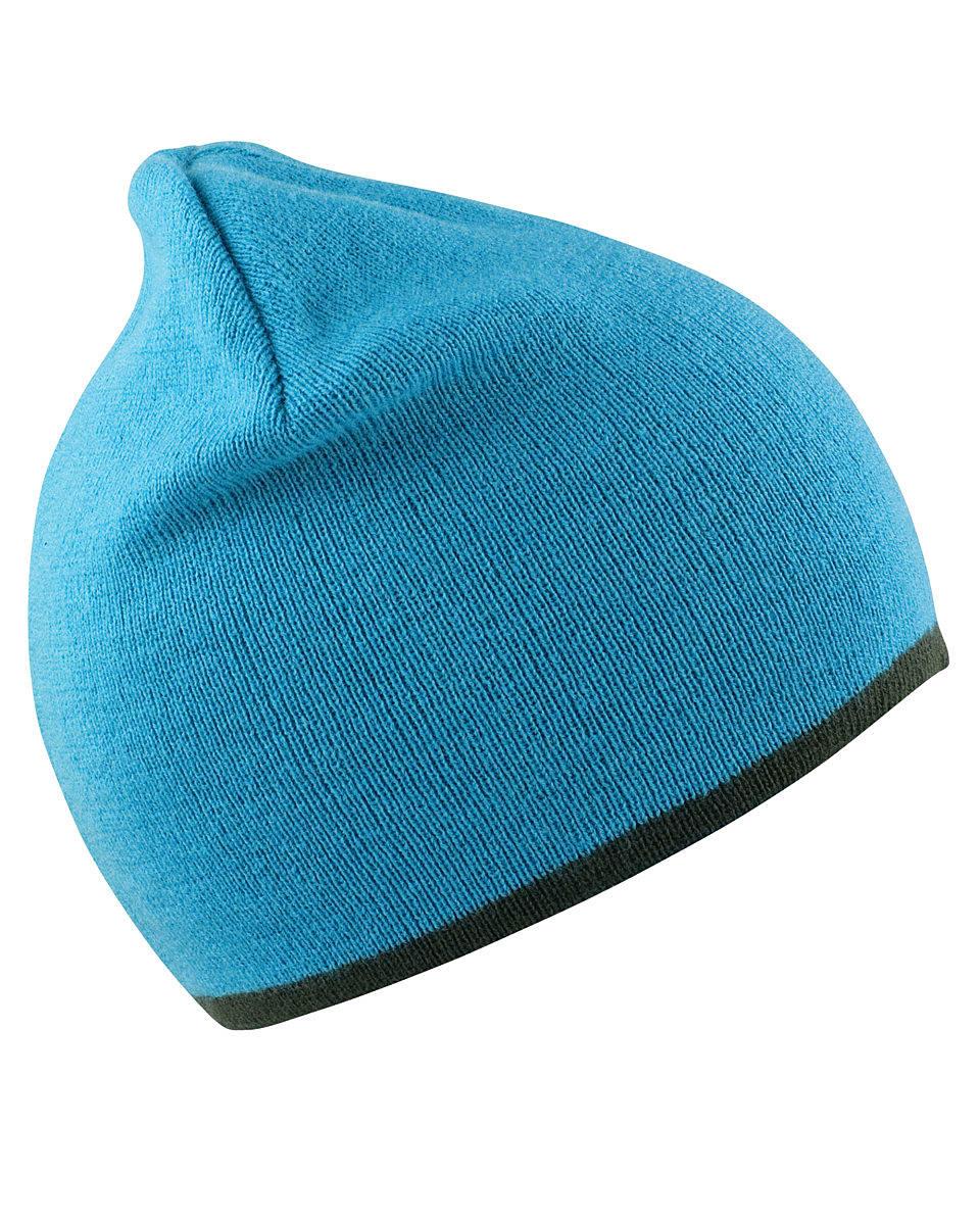 Result Winter Reversible Fashion Fit Hat in Aqua / Grey (Product Code: RC46)
