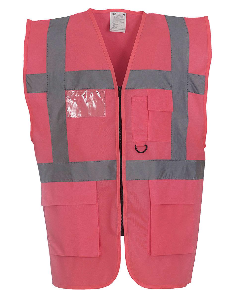 Yoko Hi-Viz Executive Waistcoat in Pink (Product Code: HVW801)