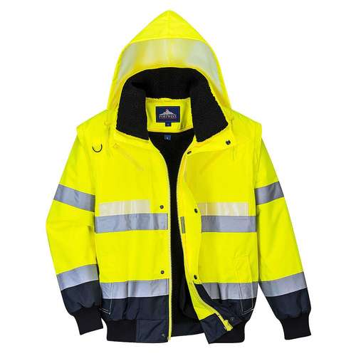 Portwest Hi-Vis Contrast Coverall - Lined S485, Yellow/Navy / 3XL