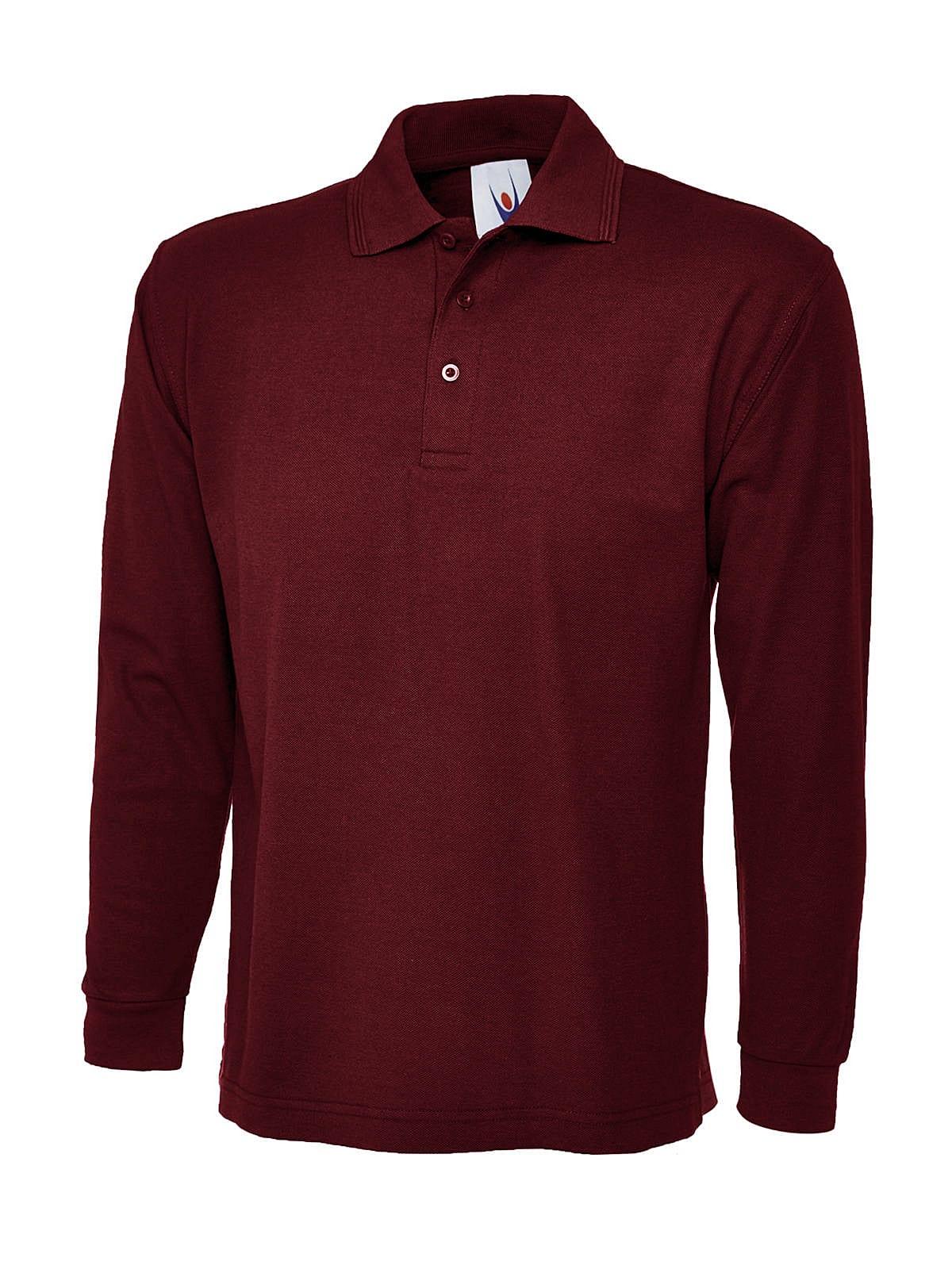 Uneek 220GSM Long-Sleeve Polo Shirt in Maroon (Product Code: UC113)