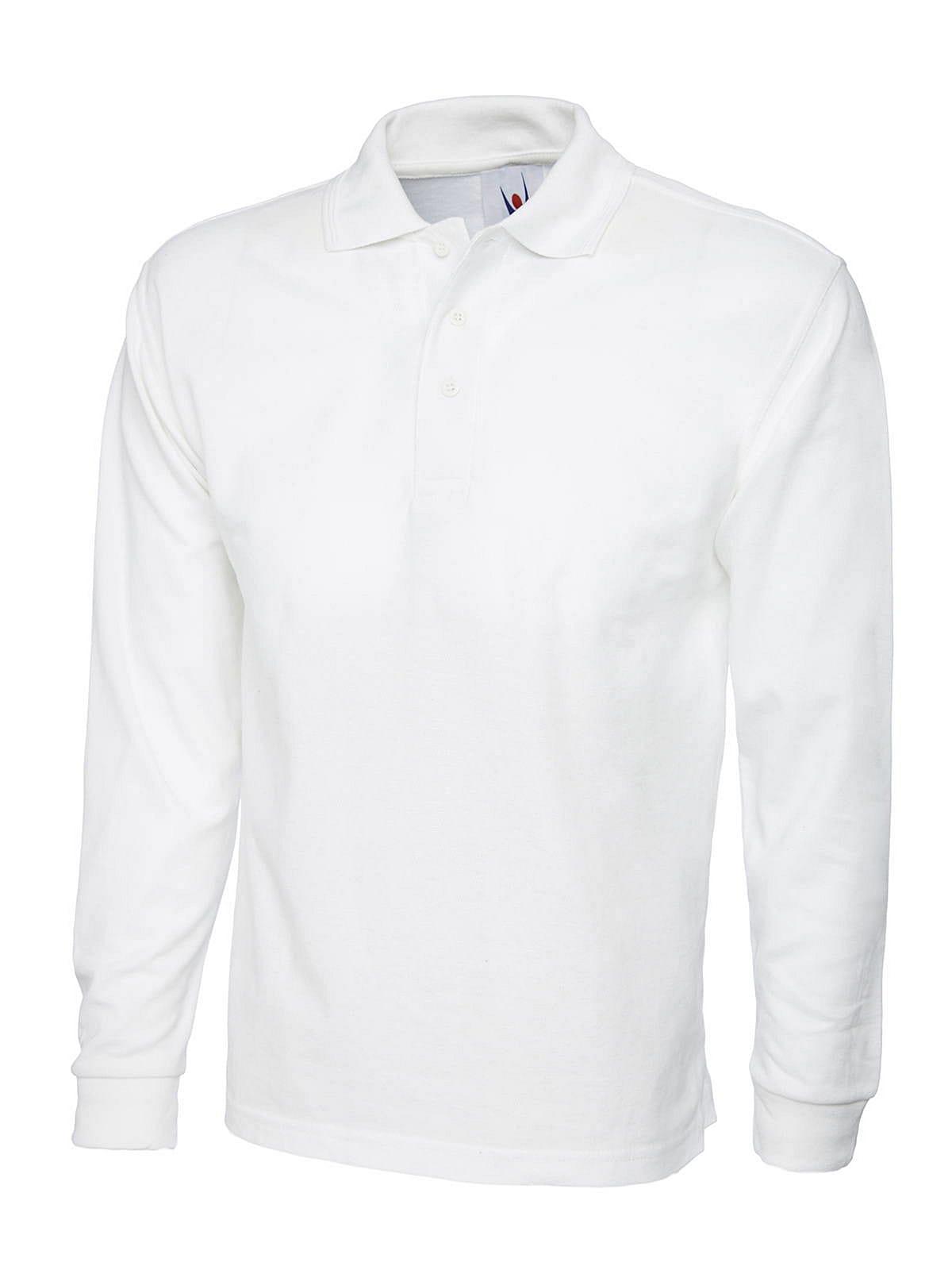 Uneek 220GSM Long-Sleeve Polo Shirt in White (Product Code: UC113)