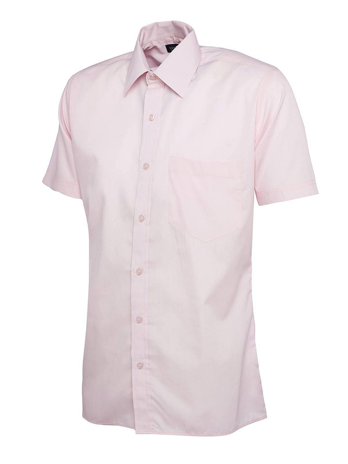 Uneek UC710 ? Mens Poplin Half Sleeve Shirt in Pink (Product Code: UC710)