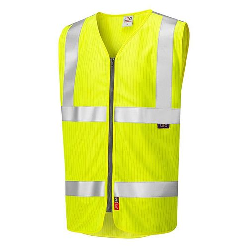 Leo Jacobstowe ISO 20471 Cl 2 LFS/AS Waistcoat Zip (EN 14116/EN 1149) Yellow