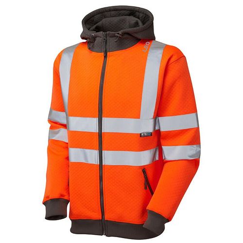 Leo Saunton ISO 20471 Class 3 Full Zip Hooded Sweatshirt Orange