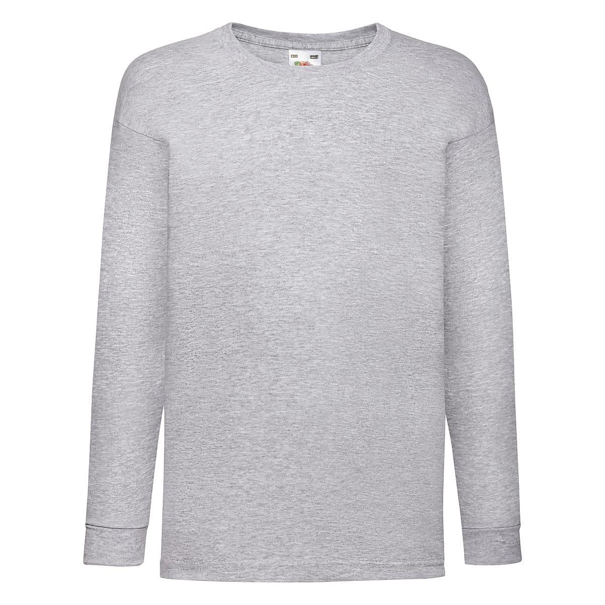 Fruit Of The Loom Childrens Valuweight Long-Sleeve T-Shirt in Heather Grey (Product Code: 61007)
