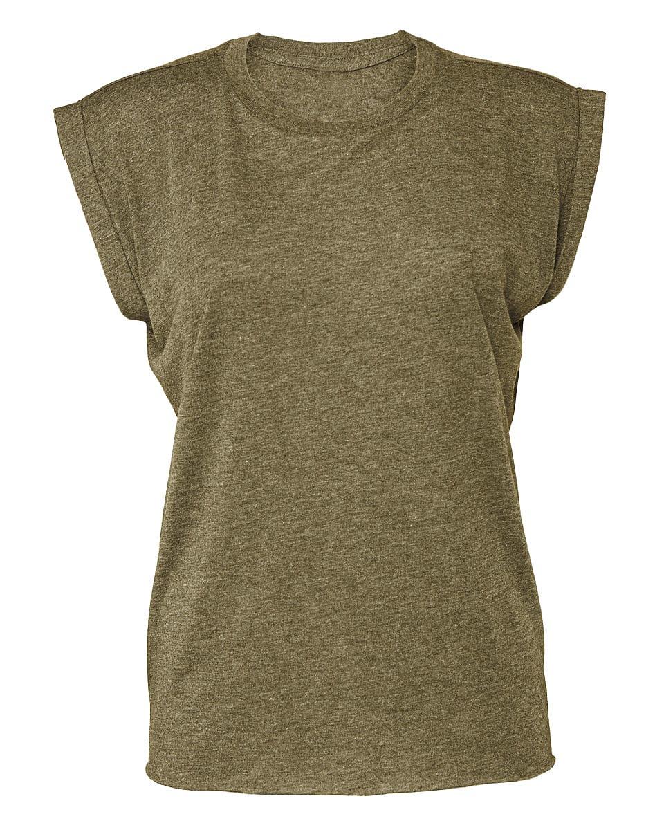 Bella Womens Flowy Muscle T-Shirt in Heather Olive (Product Code: BE8804)