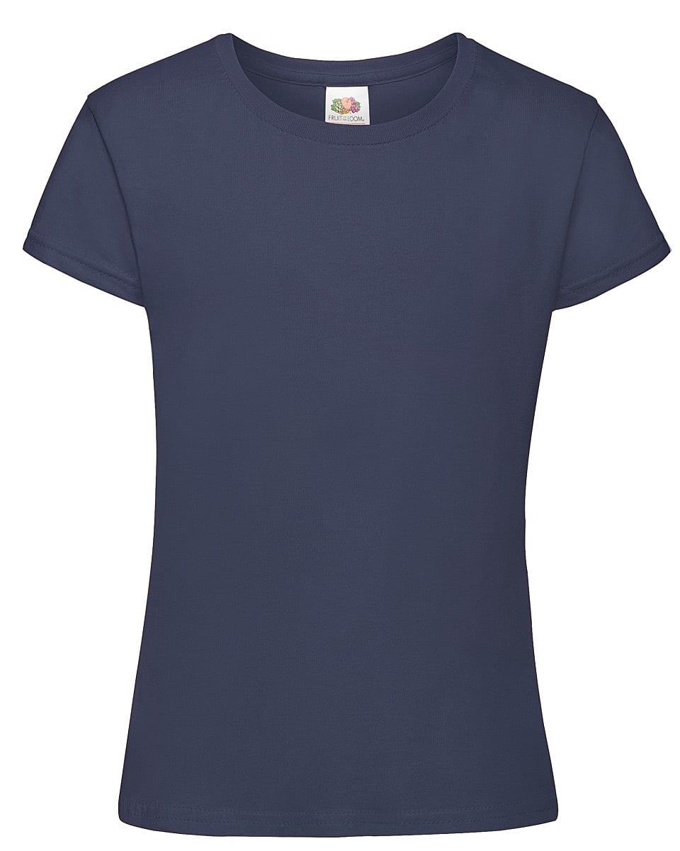 Fruit Of The Loom Girls Sofspun T-Shirt in Deep Navy (Product Code: 61017)