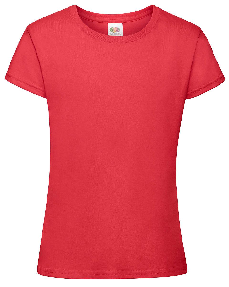 Fruit Of The Loom Girls Sofspun T-Shirt in Red (Product Code: 61017)