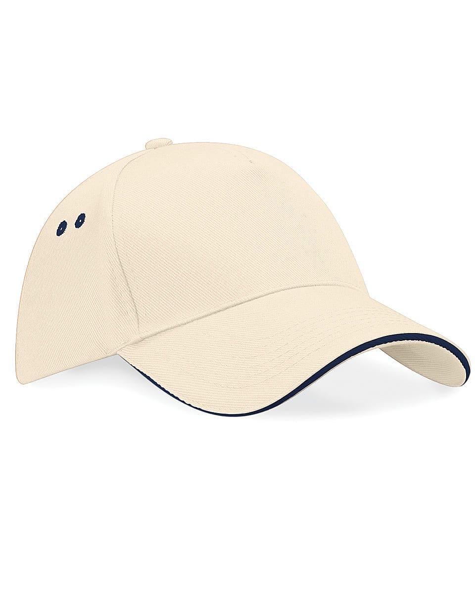 Beechfield Ultimate Sandwich Peak Cap in Putty / French Navy (Product Code: B15C)