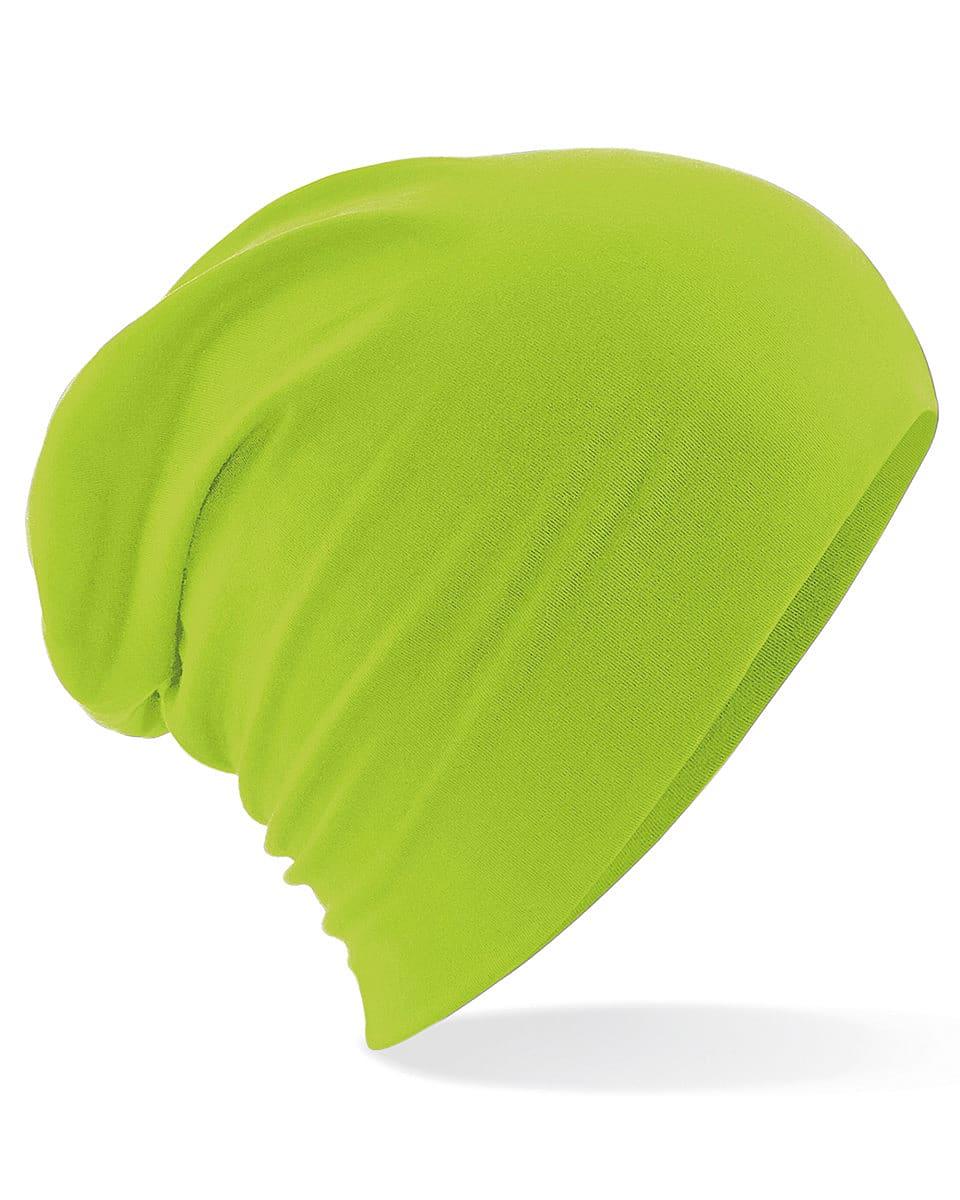 Beechfield Hemsedal Cotton Slouch Beanie Hat in Lime (Product Code: B368)