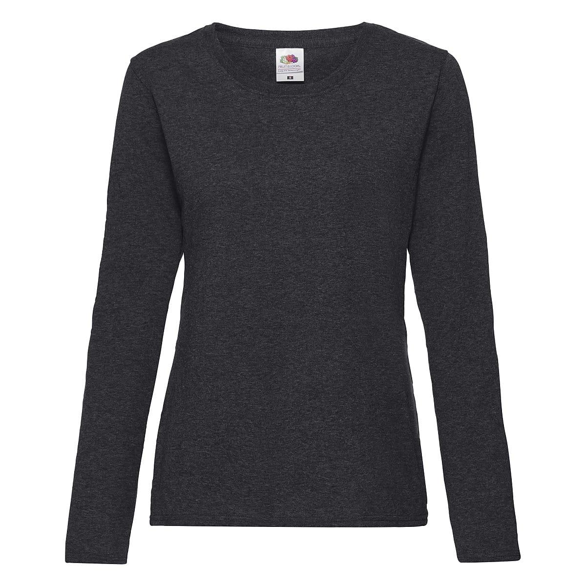 Fruit Of The Loom Lady-Fit Valueweight Long-Sleeve T-Shirt in Dark Heather (Product Code: 61404)