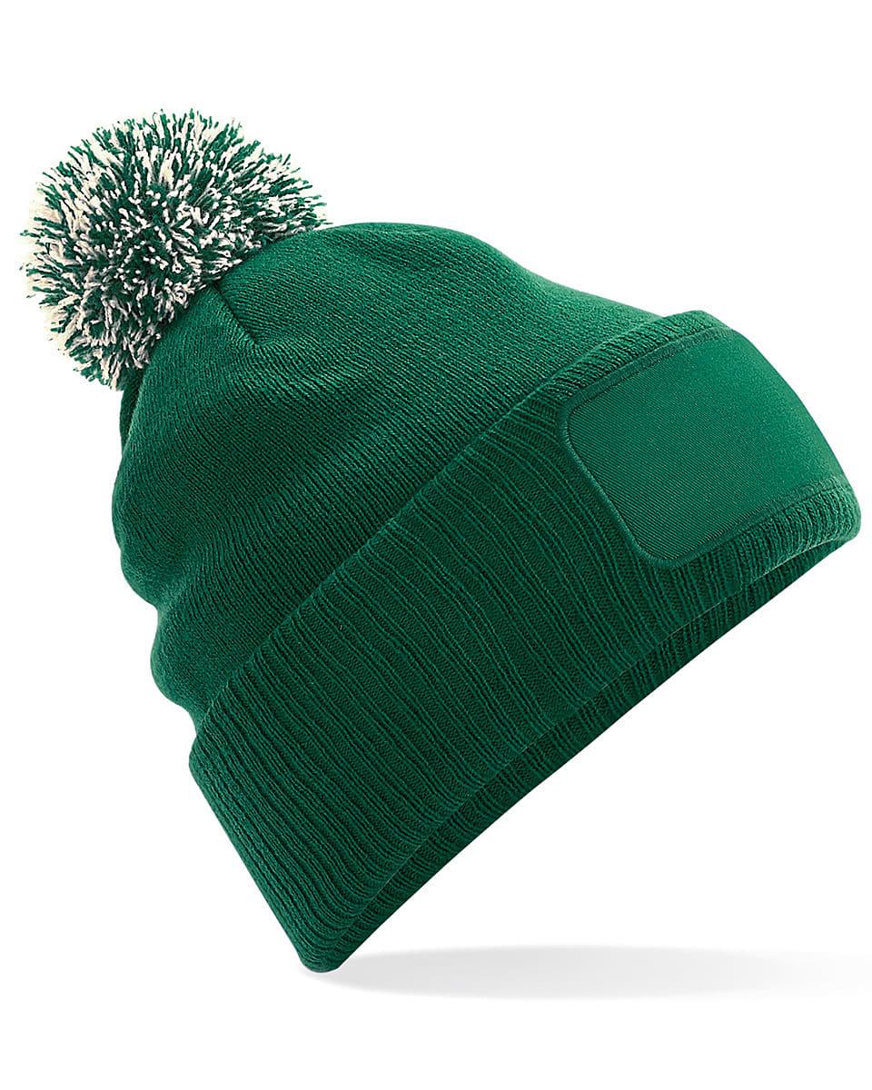 Beechfield Snowstar Printers Beanie Hat in Bottle Green / Off-White (Product Code: B443)