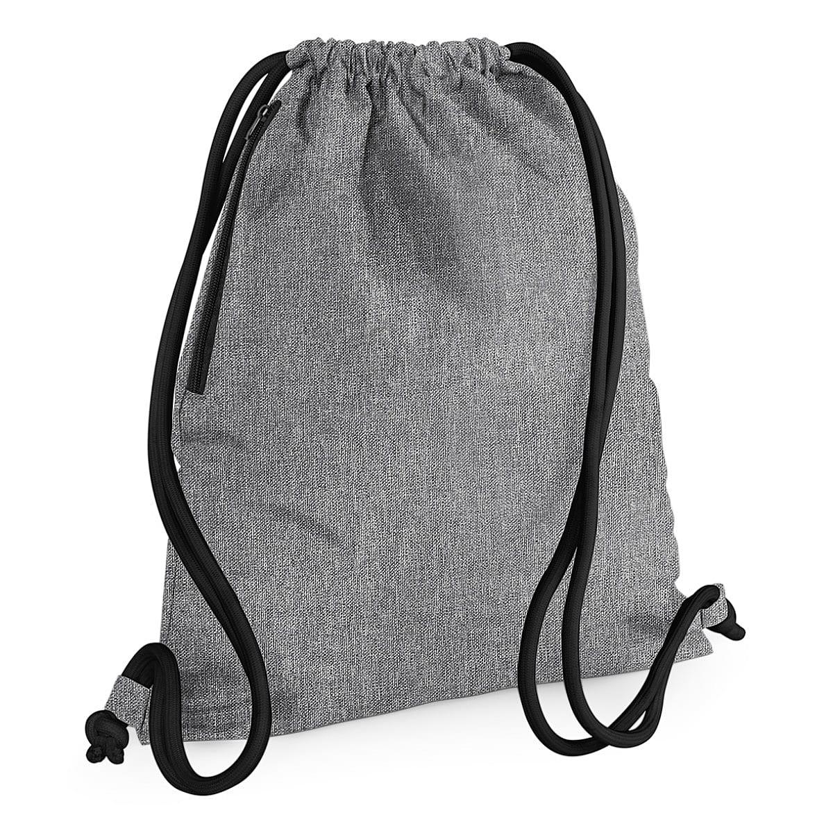 Bagbase Icon Drawstring Backpack in Grey Marl / Black (Product Code: BG110)