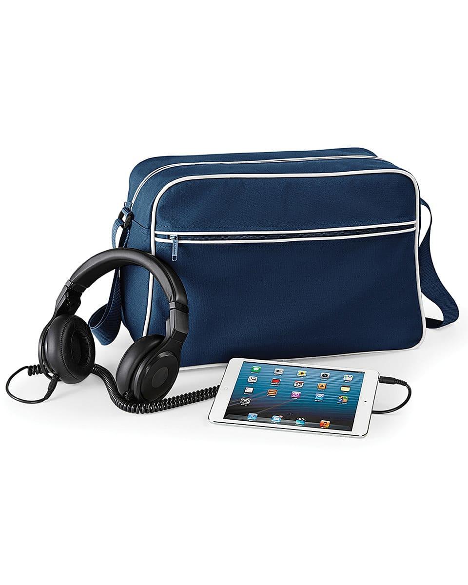 Bagbase Retro Shoulder Bag in French Navy / White (Product Code: BG14)