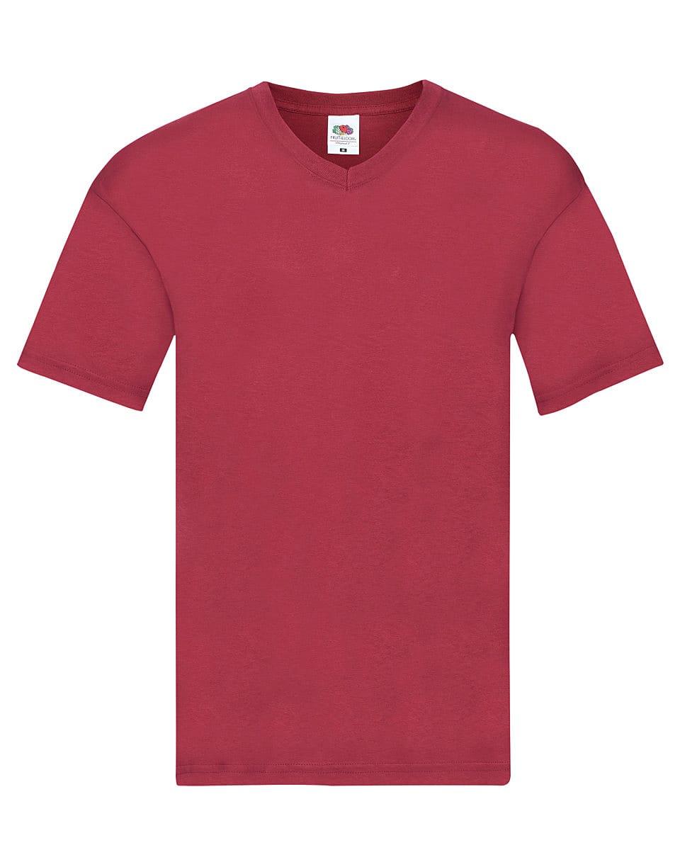 Fruit Of The Loom Mens Original V-Neck T-Shirt in Brick Red (Product Code: 61426)