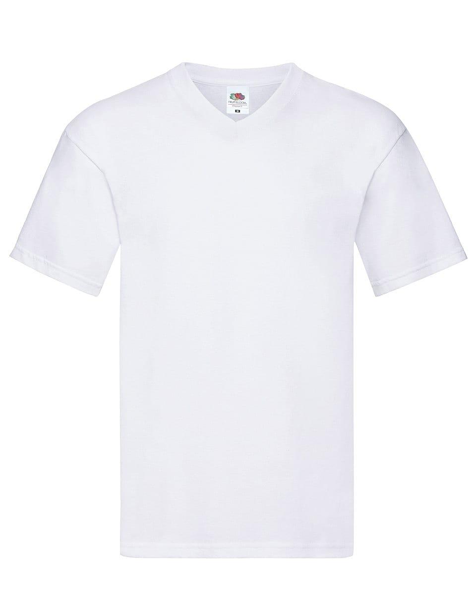 Fruit Of The Loom Mens Original V-Neck T-Shirt in White (Product Code: 61426)