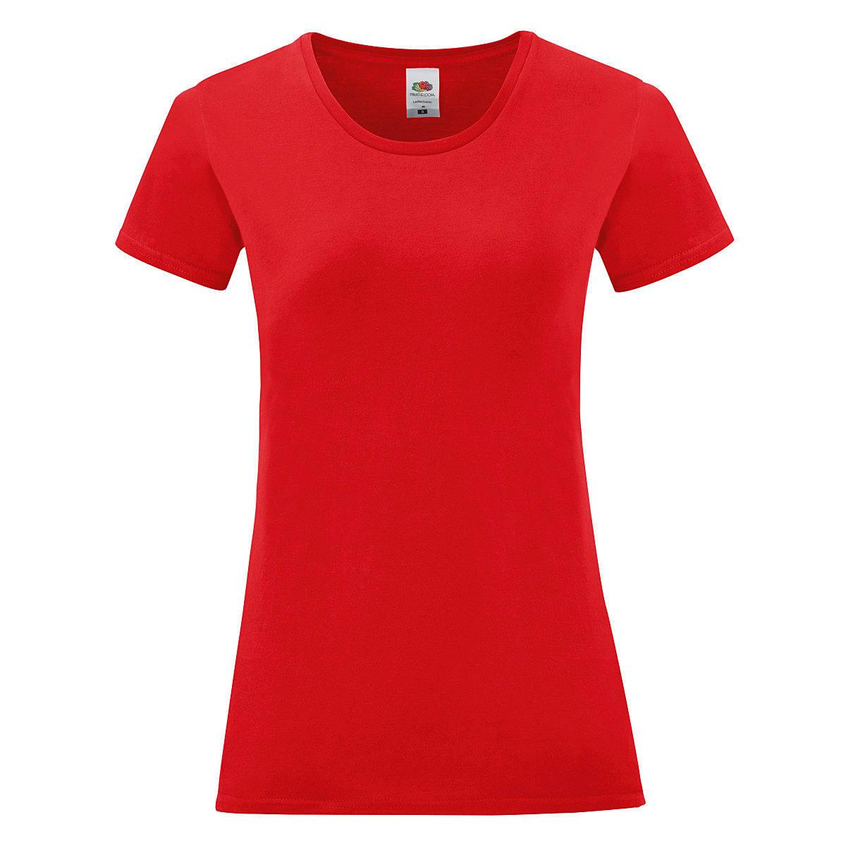Fruit Of The Loom Womens Iconic T-Shirt in Red (Product Code: 61432)