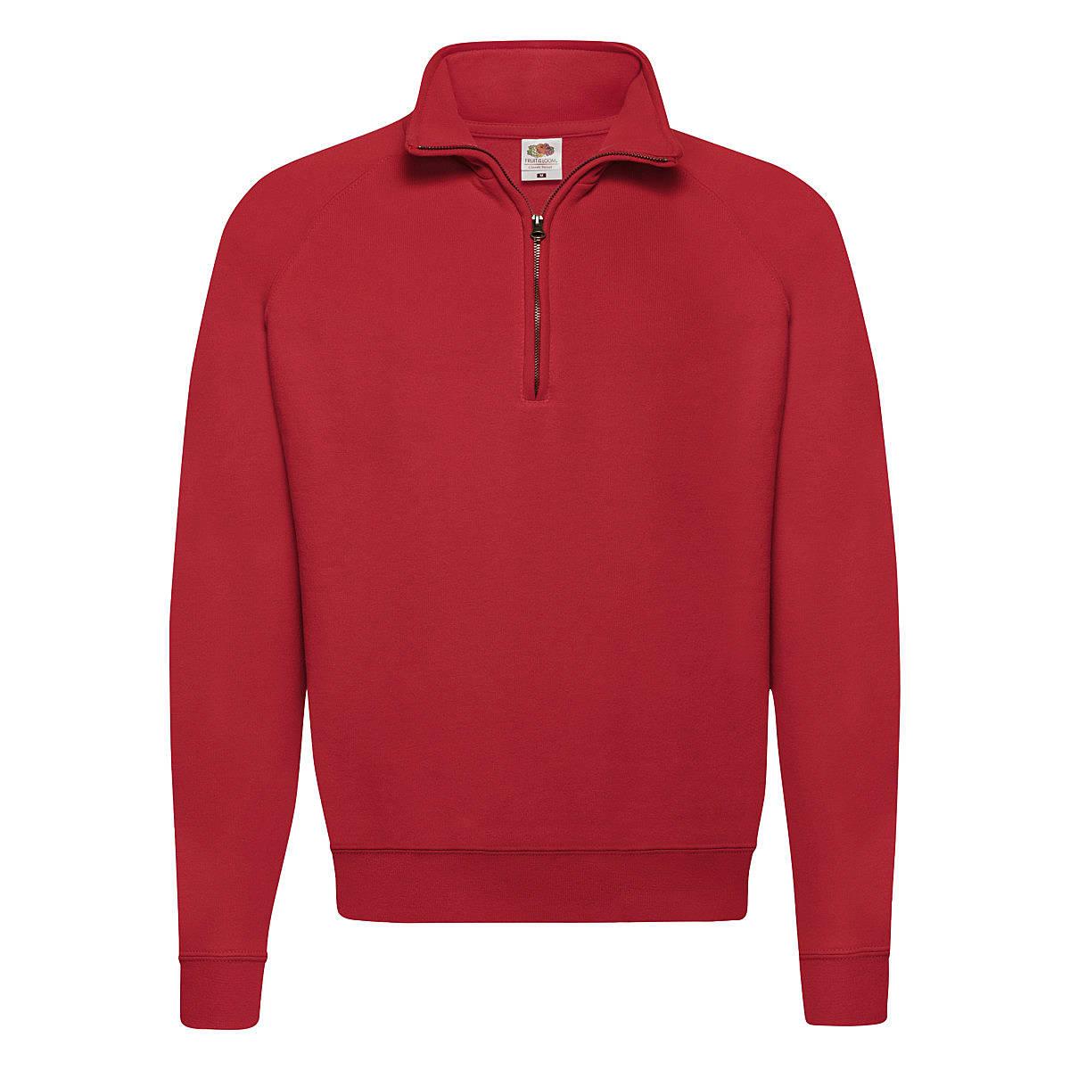 Fruit Of The Loom Mens Classic Zip Neck Sweater in Red (Product Code: 62114)